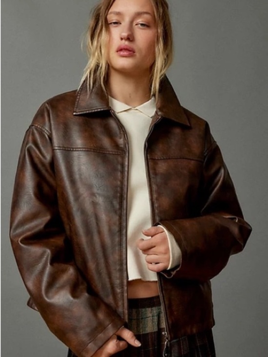 BDG Jackets & Blazers - BDG Brown Leather Zip Jacket